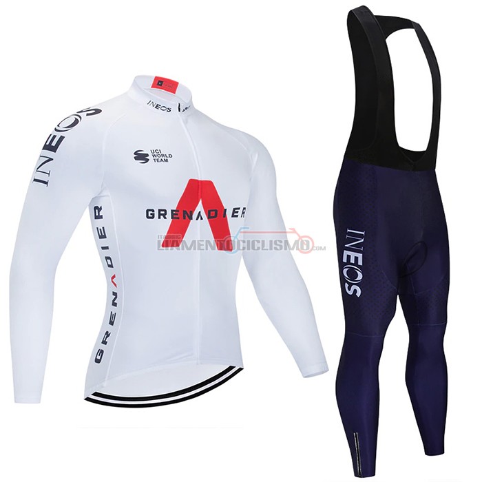 Abbigliamento Ciclismo Ineos Grenadiers Manica Lunga 2021 Bianco